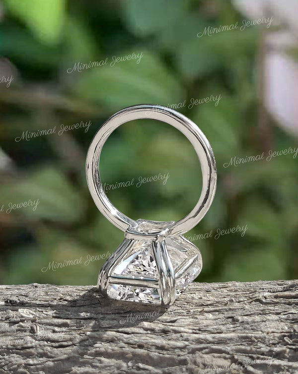 18.5CT Radiant Cut Moissanite Engagement Ring: 14k White Gold Cathedral Setting