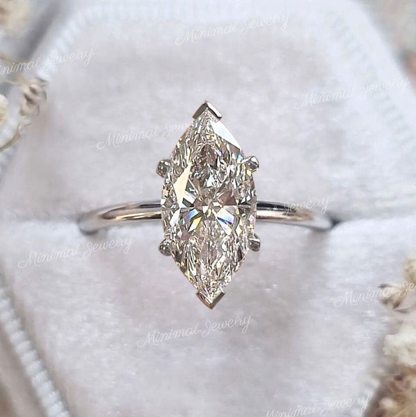Marquise Moissanite engagement ring 5.5 CT Marquise Solitaire two tone ring,Celebrity Style diamond cocktail large marquise cut Wedding Ring