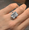 8 CT Large Emerald cut moissanite engagement ring,big solitaire knife edge,celebrity style emerald Moissanite diamond wedding ring for women