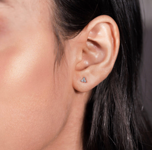 Diamond Tiny Stud Earrings 14k Solid Gold diamond helix stud earring Tragus cartilage earrings cute small stud earrings Flower Stud earrings