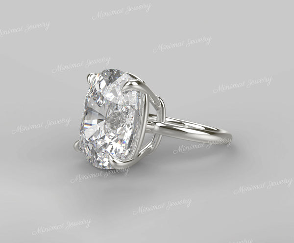 Elongated cushion cut engagement ring solitaire 16ct cushion moissanite statement wedding ring women large diamond anniversary gift ring