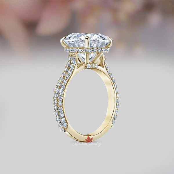 12 CT Round Moissanite Engagement Ring: Hidden Halo, Cathedral Setting wedding ring