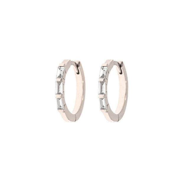 Huggie hoop earrings,baguette diamond huggie earrings,14k solid gold hoop earrings,tiny hoop earrings,mini hoop earrings,huggie earrings