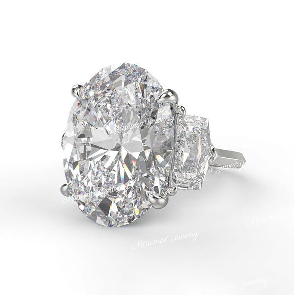 oval moissanite engagement ring Three stone wedding ring celebrity style shield & Large 7CT oval engagement ring anniversary ring for women