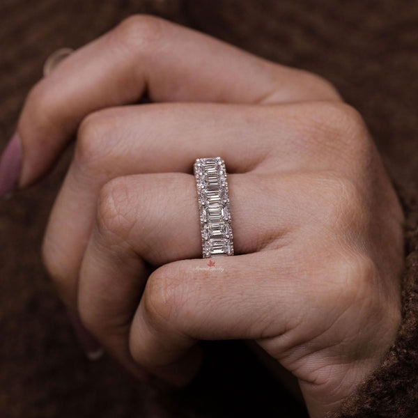 Lab Grown Diamond Eternity Ring: Emerald Cut Wedding Band, 4.64 TCW