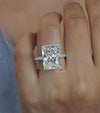 Radiant cut moissanite engagement ring hidden halo 12.5CT large solitaire wedding ring women aniversary ring large diamond statement ring