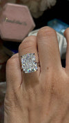 14 CT elongate cushion cut engagement ring large solitaire cushion cut moissanite engagement ringdiamond cocktail Cathedral wedding ring