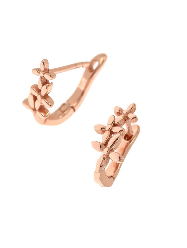 14k gold huggie earrings dainty huggie hoop earrings mini flower hoop earrings tiny solid Gold small hoop earrings cartilage hoop earrings