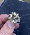 8CT emerald cut moissanite ring 3 stone emerald cut engagement ring unique large Three stone Ring hidden halo 3 row wedding anniversary ring