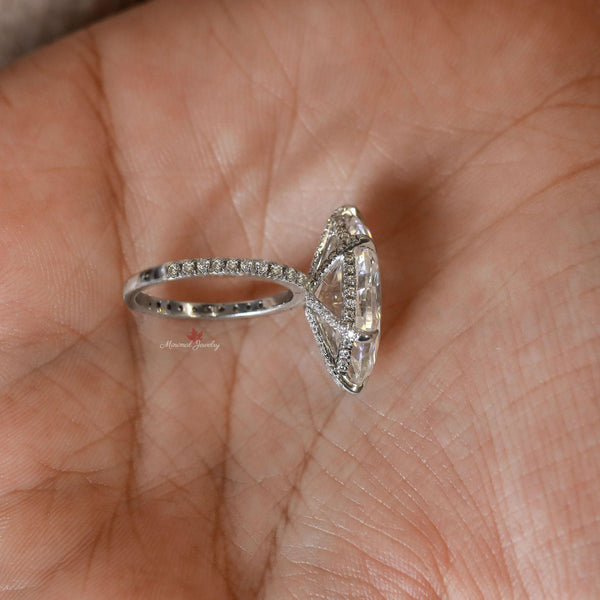 8 CT large Moissanite Marquise solitaire engagement ring,luxury celebrity style,big Marquise cut moissanite,6 prong,chunky wedding ring