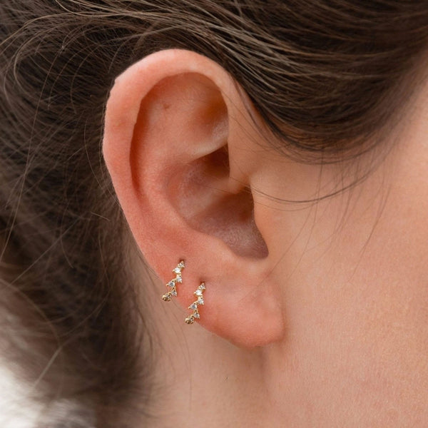 Diamond huggie hoop earrings,14k solid gold,cartilage earring,helix hoop,cartilage hoop,small•tiny hoop earrings•diamond huggie earrings