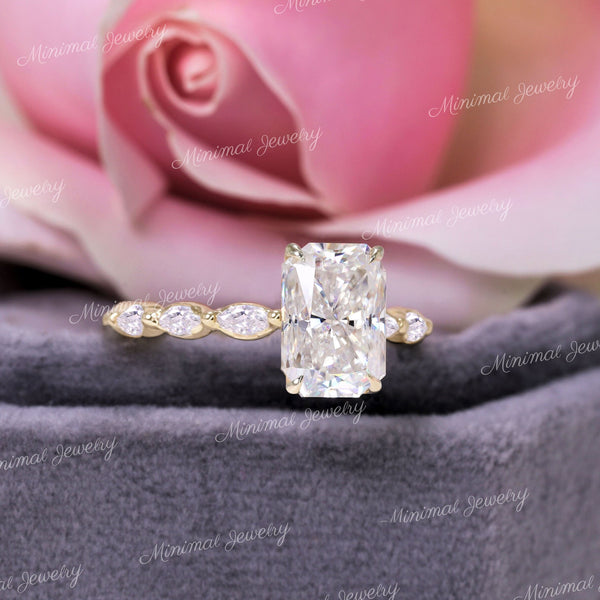 2.5CT radiant cut engagement ring,moissanite radiant,solitaire,radiant cut ring,diamond hidden halo ring,moissanite ring•wedding ring•women