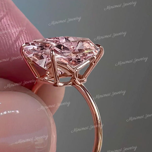 10 CT Radiant morganite engagement ring rose gold morganite ring pink morganite solitaire ring large morganite wedding ring cocktail ring