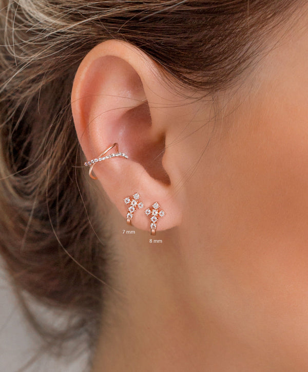 cross hoop earrings,huggie hoop earrings,14k gold huggie earrings,tiny hoop earrings,cartilage hoop,cartilage earring•mini hoop earrings