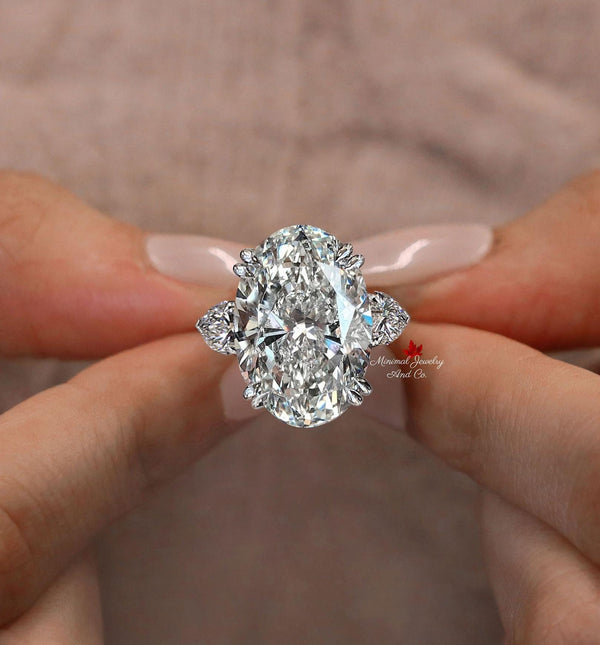 11.5 CT Oval Moissanite Engagement Ring Three Stone Wedding Ring Large Moissanite Diamond Cocktail Statement Ring Anniversary bridal Jewelry