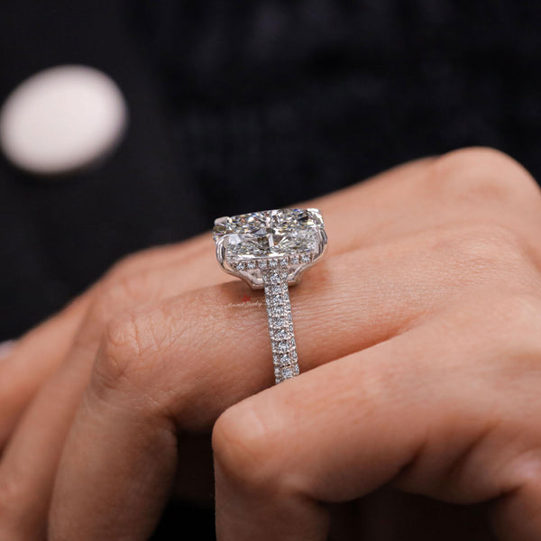 14.5 CT elongated cushion cut moissanite Engagement Ring hidden halo large solitaire 14K Gold Wedding Anniversary Ring Bridal Statement ring