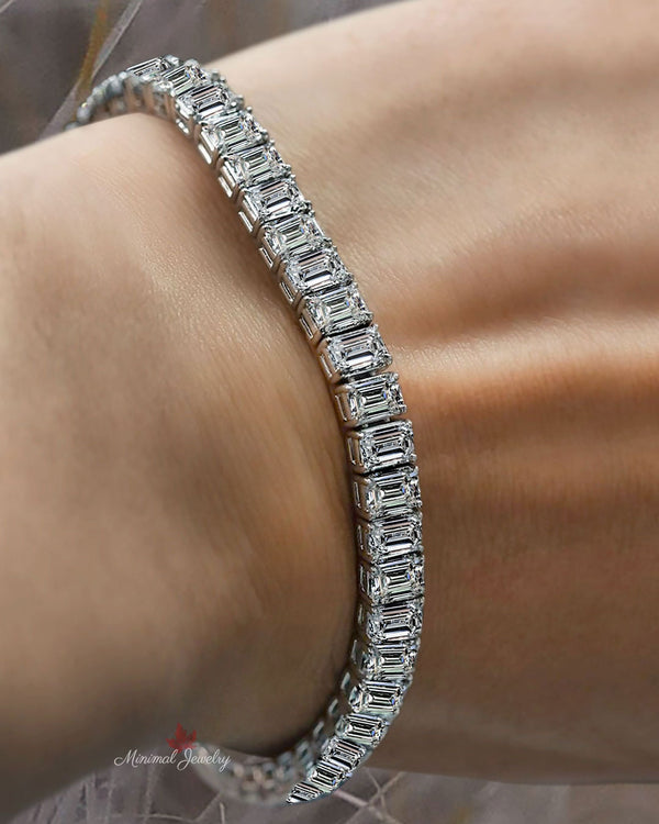 Emerald Moissanite tennis bracelet,14k solid yellow,rose,white gold tennis bracelet,eternity moissanite bracelet,lab diamond tennis bracelet