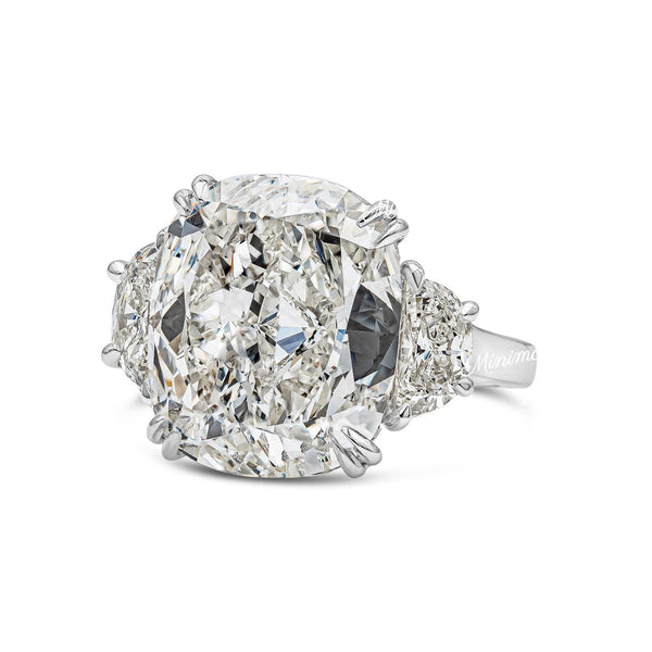 11.5 CT cushion cut moissanite engagement ring Three stone ring half moon&big elongated cushion statement wedding anniversary ring women