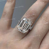 16 CT Three Stone moissanite emerald cut ring,celebrity style baguette&big large Emerald cut moissanite engagement ring 3 stone wedding ring