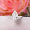3 CT Pear shaped engagement ring,Moissanite pear hidden halo,solitaire pear cut moissanite ring,14k white gold teardrop ring,wedding ring