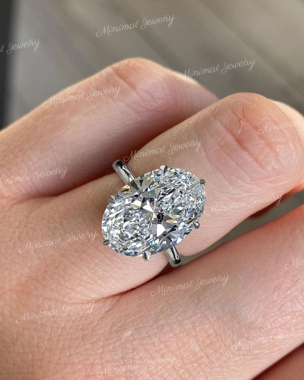 8CT Oval Moissanite Engagement Ring 14K White Gold Solitaire Wedding Ring Women Anniversary GiftLarge Diamond ring Cocktail Statement Ring