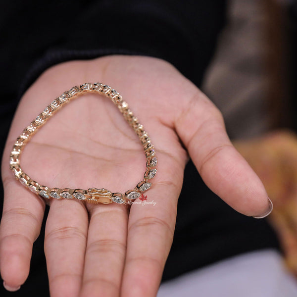 Marquise tennis bracelet,10k/14k solid gold moissanite tennis bracelet,luxury lab diamond tennis bracelet,dainty moissanite bracelet,women