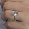Lab Grown Diamond Engagement Ring Set 3.7CT Round Hidden Halo Solitaire Wedding Ring with Contour Band for Women