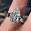 4 CT pear shaped engagement ring unique solitaire pear moissanite engagement ring Thick wide band low profile ring teardrop wedding ring