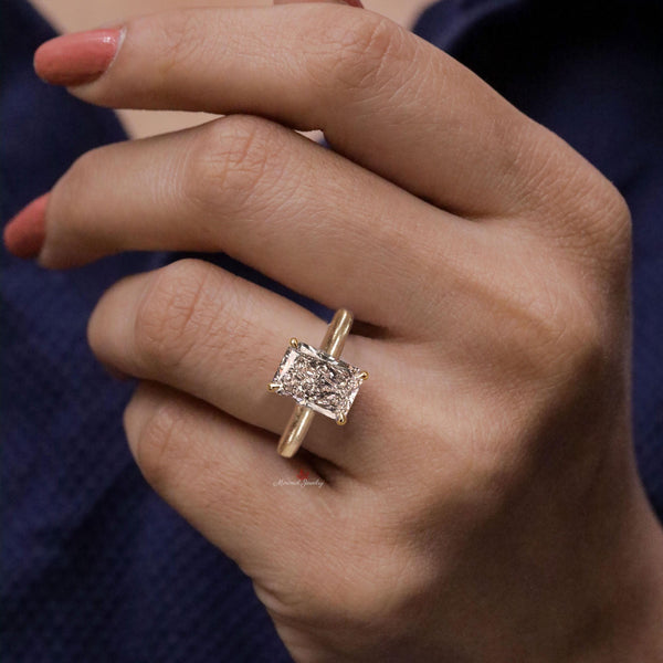 Radiant cut lab grown diamond ring 2.8 CT IGI Certified Solitaire Engagement wedding Ring Hidden Halo Anniversary ring promise ring for her