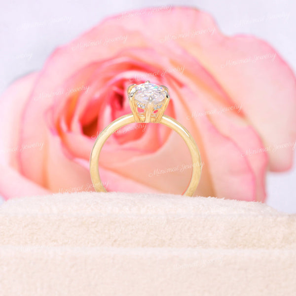 2 CT marquise moissanite engagement ring,hidden halo marquise solitaire,14k gold,unique marquise cut ring,6 prong,propose wedding ring,women