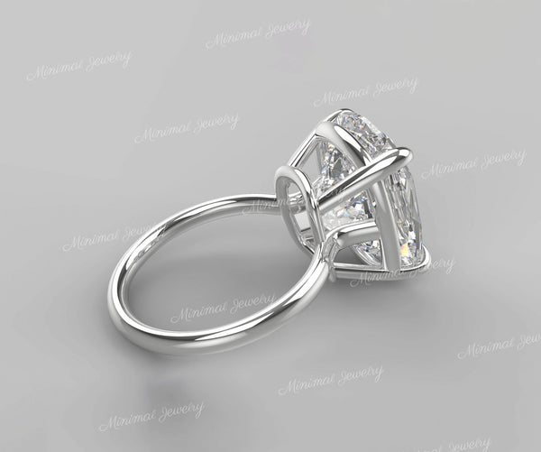 Elongated cushion cut engagement ring solitaire 16ct cushion moissanite statement wedding ring women large diamond anniversary gift ring