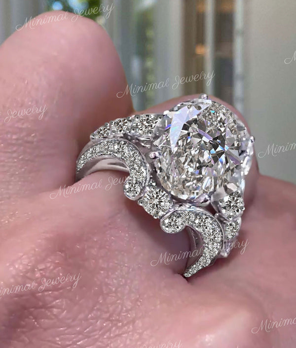 8CT Oval Moissanite Bridal Set: 14K Gold Wedding Anniversary Ring