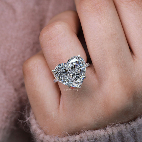 11 TCW moissanite heart engagement ring,hidden halo,chunky unique celebrity style,huge large big heart shaped ring,luxury wedding ring