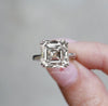 Asscher moissanite engagement ring hidden halo gold cathedral wedding ring 9CT solitaire asscher cut ring large diamond anniversary ring