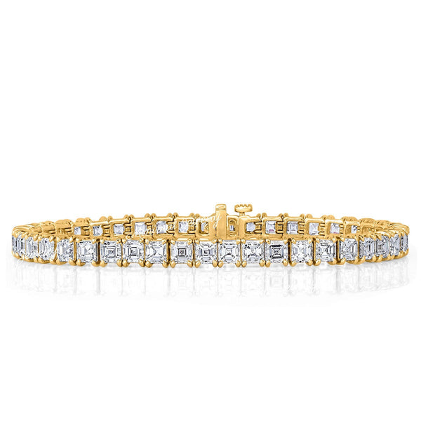 Asscher Moissanite tennis bracelet,14k solid yellow,rose,white gold tennis bracelet,moissanite bracelet,luxury lab diamond tennis bracelet