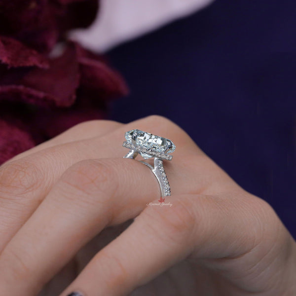 lab grown diamond engagement ring 12.5CT elongated cushion cut Lab diamond ring IGI Certified Large diamond Wedding Anniversary ring women