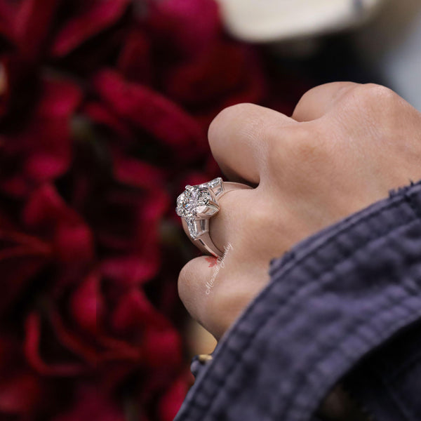 Lab Grown Diamond Ring 7CT marquise engagement ring IGI certified large diamond Three stone ring diamond wedding ring for women anniversary