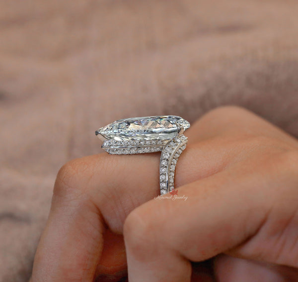 14CT pear shaped moissanite engagement ring large solitaire pear moissanite wedding ring women statement ring big diamond anniversary ring