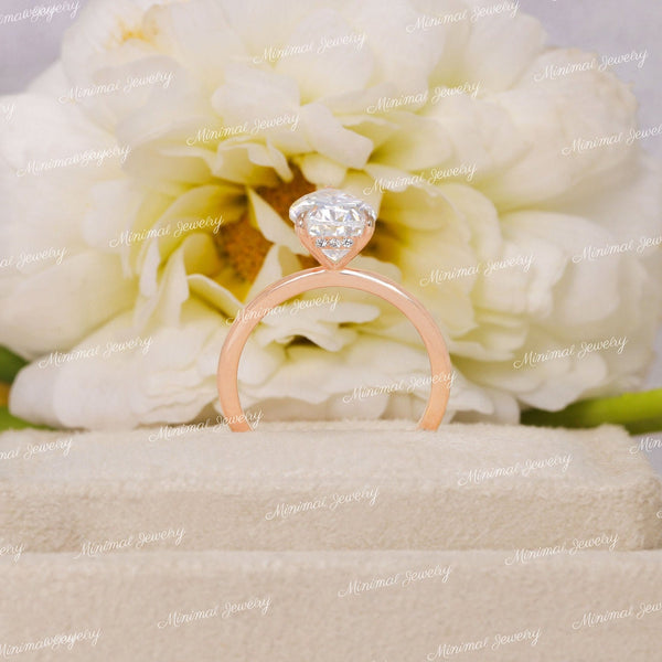 2 CT pear moissanite teardrop ring hidden halo unique pear shaped engagement ring 14k rose gold pear cut promise matching wedding ring set