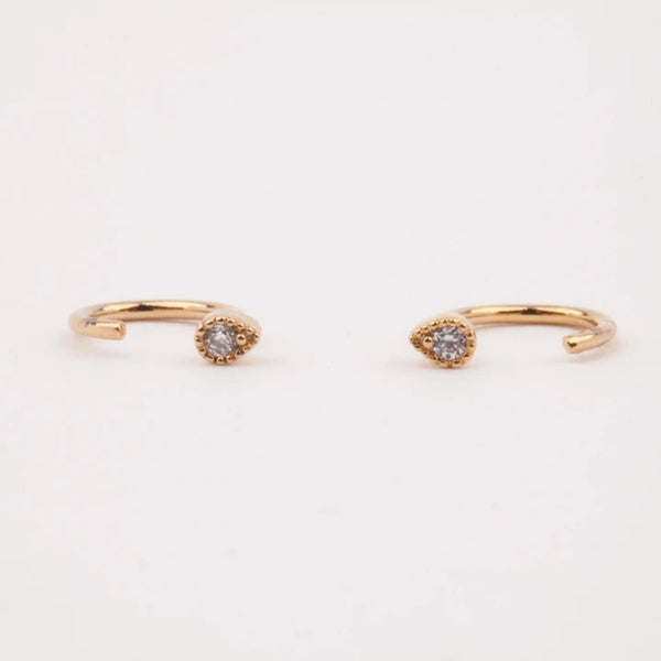 Sleeper earrings,14k solid gold huggie earrings,open hoop earrings,half hoop earrings,ear hugger earrings,gold sleeper earrings•tiny hoops