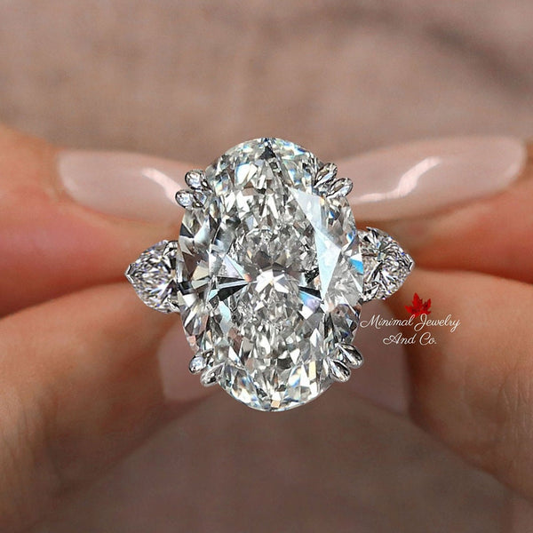 11.5 CT Oval Moissanite Engagement Ring Three Stone Wedding Ring Large Moissanite Diamond Cocktail Statement Ring Anniversary bridal Jewelry