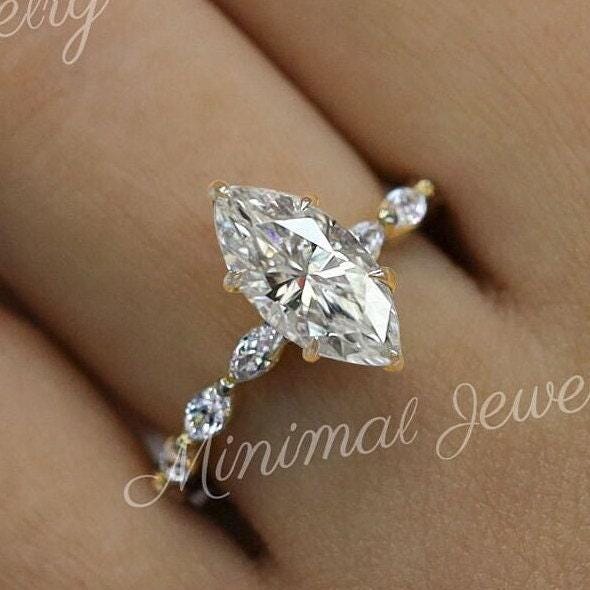 2.5 ct marquise moissanite engagement ring,marquise solitaire hidden halo,vintage style engagement ring,unique marquise cut ring,rose gold