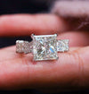 5.5CT princess cut solitaire engagement ring Large moissanite wide eternity band princess cut moissanite engagement ring,unique wedding ring
