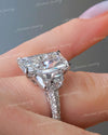 Radiant cut moissanite engagement ring 7 CT Three stone half moon&large crushed ice moissanite radiant cut engagement ring wedding ring