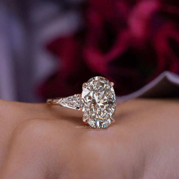 10 CT Oval moissanite engagement ring Three stone ring celebrity style kite&large oval cut moissanite Ring big diamond cocktail wedding ring