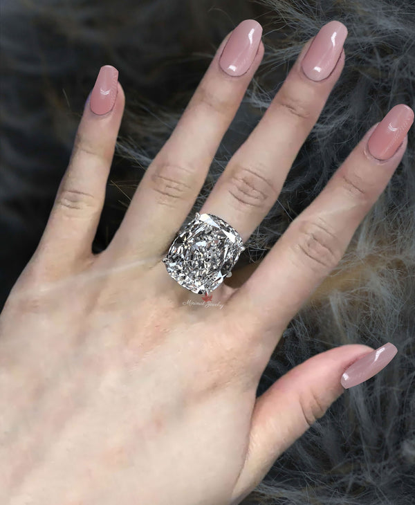 Elongated cushion cut engagement ring solitaire 16ct cushion moissanite statement wedding ring women large diamond anniversary gift ring