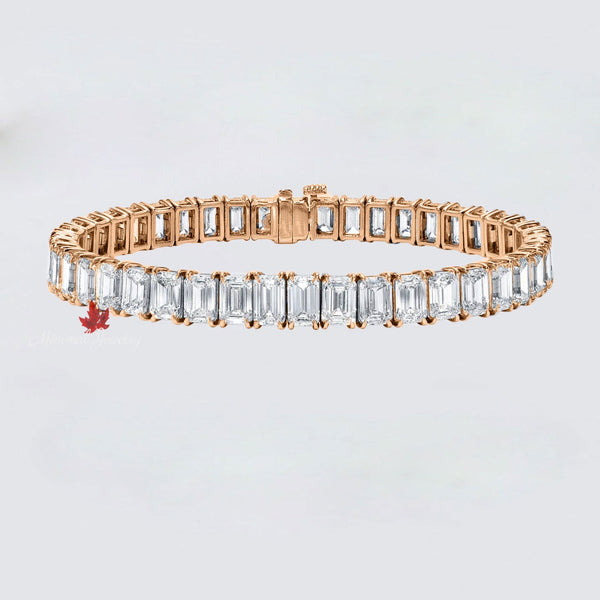 Emerald Moissanite tennis bracelet,14k solid yellow,rose,white gold tennis bracelet,eternity moissanite bracelet,lab diamond tennis bracelet