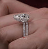 6ct Pear Moissanite Bridal Set: 14K White Gold Engagement & Wedding Ring