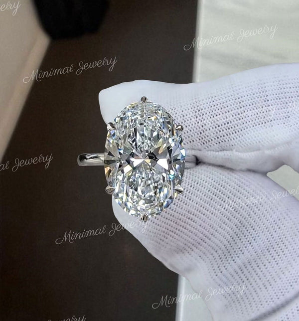 8CT Oval Moissanite Engagement Ring 14K White Gold Solitaire Wedding Ring Women Anniversary GiftLarge Diamond ring Cocktail Statement Ring