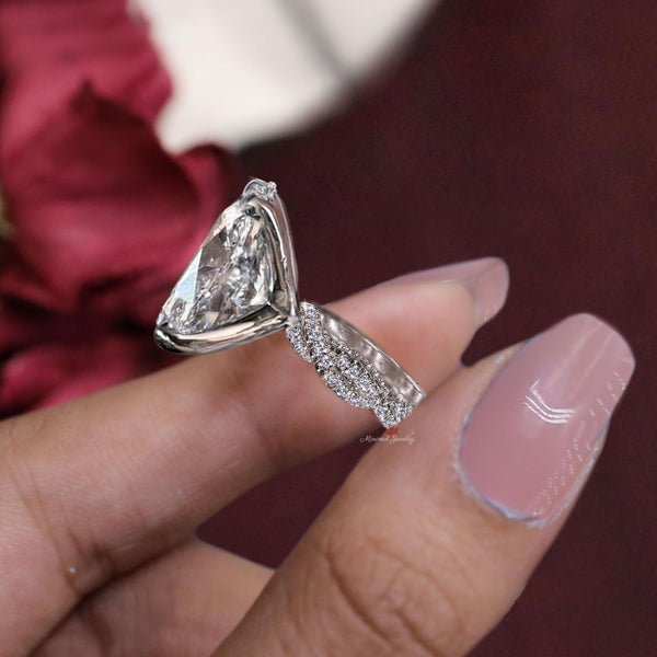 oval lab grown diamond ring 3CT IGI certified diamond oval engagement ring unique infinity band solitaire wedding ring promise ring for her